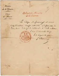 Autografbrev från delegaten till kriget Gustave Paul Cluseret under Pariskommunen. Dämpa. 10,7x6,8 cm 1871