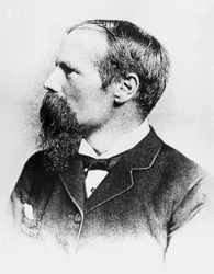 Benjamin Baker, brittisk civilingenjör och designer av Forth Bridge, c 1885