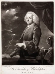 Benjamin Franklin, amerikansk teoretiker om statisk elektricitet