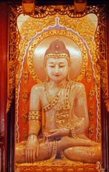 Stor Buddha-staty vid Jade Buddha-klostret i Shanghai, Kina 1960-talet