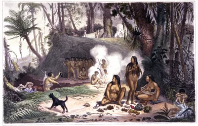 Brasilien. Cabocle indianläger i Cantagallo