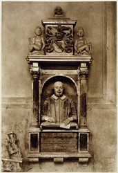 Byst av William Shakespeare (1564-1616) och inskription (s/v foto)