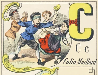 C : colin-maillard - Spelalfabetet, ca 1890 (illustration)