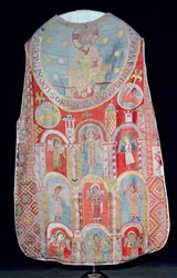 Chasuble från klostret Goess, Steiermark, en del av den berömda påvliga uppsättningen "Gosser Ornat", mitten av 1200-talet (linne slipad täckt av sidenbroderier)