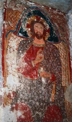 Kristus läraren, fresk i kryptan, Sanctuary of Mary of Stairs (1700-talet), Massafra, Puglia, Italien