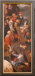 Kyrka (Eglise Saint-martin). Interiör. Triptyk. Korsfästelsen.