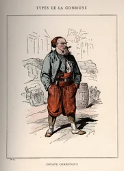 Paris Commune: kostym av ZOUAVE COMMUNIEUX (14) i "" Les Communeux