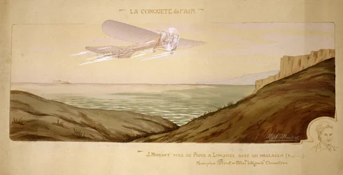 Början av flyget: John Moisant genomförde den första passagerartransporten över Engelska kanalen, med sin mekaniker i sitt tvåsitsiga Bleriot-plan den 17 augusti 1910