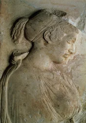 Detalj från Philis stela, från Thasos, ca 500-talet f.Kr. (marmor)