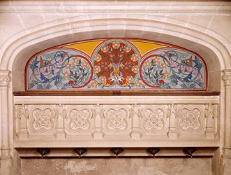 Detalj av dekoration av Chateau de Roquetaillade, Frankrike