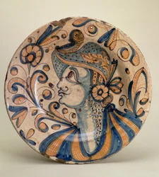 Fat, med huvud-och-axlar-porträtt, Talavera, sent 1500-tal (maiolica)