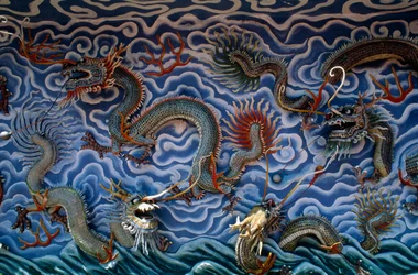 Dragons, Haw Par Villa (Tiger Balm Garden), en nöjespark baserad på kinesisk mytologi och legender, Singapore, Republiken Singapore