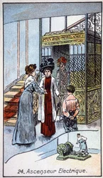 Elektrisk hiss, ca 1910 (illustration)