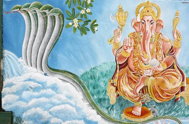 Den elefanthövdade hinduiska guden Ganesh, Kathmandu, Nepal
