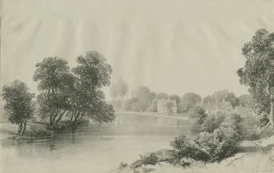 Elford Hall and Rectory: litografi, nd [?1800-talet]