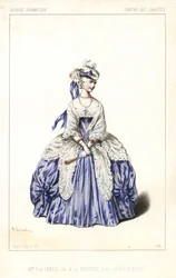 Den engelska skådespelerskan Madame Paul Ernest som markisinnan i Gentil Bernard, ou L