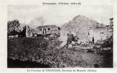 Första världskriget (1914-1918) - Östlig kampanj: Negocani-fontänen i Serbien (för närvarande makedoinska) - Vykort