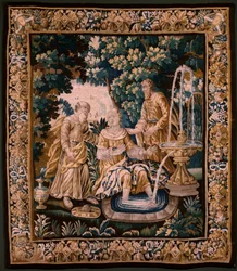 flamländsk gobeläng. Suzanna och den äldre (Suzanna och de äldre). Atelier i Oudenaarde. 254x220 cm. Inv (82968)-2 00003.