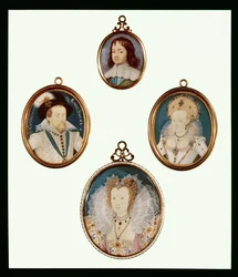 Fyra miniatyrer: Charles II som pojke av D. Desgranges