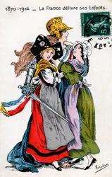 Frankrike levererar sina barn (Alsace och Mosel, Lorraine), vykort av Fercham