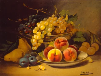 Fransk stillebenmålning från 1800-talet. Konstnär okänd). ca 1870