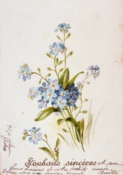 Franskt födelsedagskort med blommiga element