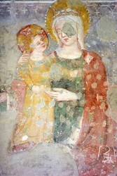 Fresco (XV), Vasca Limaria (XI romersk byggnad), Capitular Museum, Atri, Abruzzo, Italien