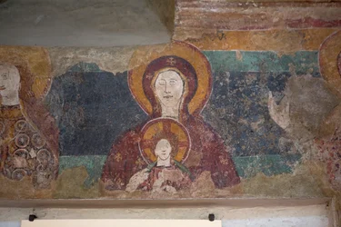 Fresk i Santa Maria Assunta-kyrkan, Arqua Petrarca, Veneto, Italien (foto)