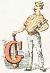 G - Gymnast - Barnsligt alfabet, Editions Gordinne 1920 (gravyr)