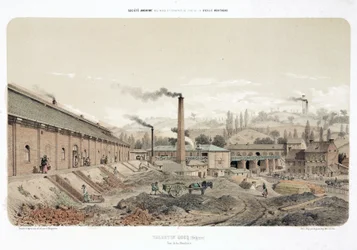 General Industrial Scenes Coalmine vid Valentin Cocq, Belgien