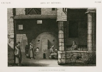 Glastillverkning Glasbruk, Egypten, ca 1798