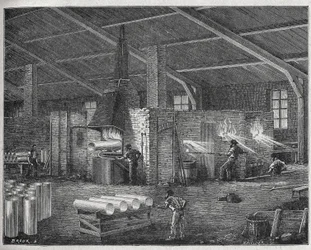 Glastillverkning, ca 1880 (gravyr)