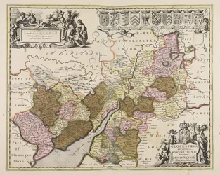 Glocestria ducatus cum Monumethensi comitatu  Glocester Shire amp; Monmouth Shire