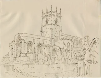 Gnosall Church: penn- och bläckteckning, nd [1830-talet]