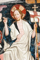 Gotisk fresk; Uppståndelse; 5. Kloster; Katedral; Brixen; Sydtyrolen; Italien; Europa