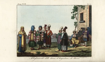Grekisk och italiensk kvinnlig kostym