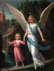 Skyddsängel. (Litho, cirka 1920)
