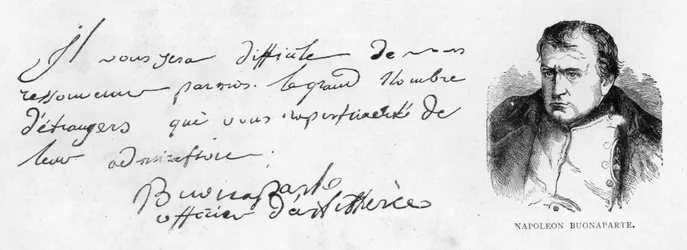 Napoleon I:s handskrift och signatur under den tidiga perioden av hans karriär som artilleriofficer