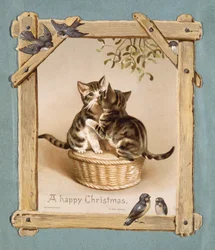 "Glad jul säger kattungarna" (chromolitho)