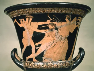 Herakles Struggling, detalj från en attisk röd-figur calyx-krater, 500-talet f.Kr. (keramik)