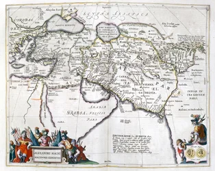 Historia. Antikens Grekland. Alexander den stores resor. Gravyr i: Le theater du monde, atlas av G, Blaeu, Amsterdam