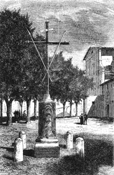 Det antika Roms historia. Orden av Friars Minor Capuchin över Barberini-torget i Rom Kristi kors