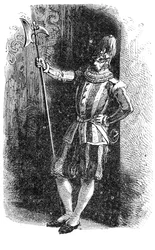 Det antika Roms historia. Historien om påvens schweiziska gardet i Vatikanen. Romgravyr från 1872