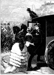 Det antika Roms historia. Flygningen från Rom i civila kläder av påven Pius IX under republiken 1849. Gravyr L. Stefanoni 1885