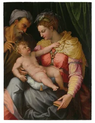 Heliga familjen (olja på panel)
