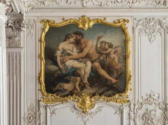 Mödomshinnan av Hercules och Hebe. Målning av Charles Tremolieres (1703-1739). Prinsens rum. Hotel de Soubise, Paris