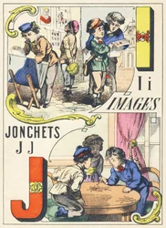 I J: bilder, jonchets - Spelalfabetet, c.1890 (illustration)