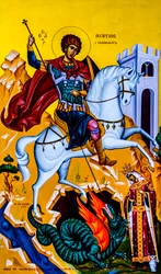 Ikon av Saint George, Moni Karydi, Kreta, Vamos, Kreta, Grekland, Europa (foto)