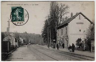 Ile de France, Essonne (91), Chamarande: utsikt över tågstationen - Vykort daterat 1908