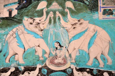 Indien, Rajasthan, Bandi: Chitra Shala Palace Fresco (8th & 8th Century) (Foto)